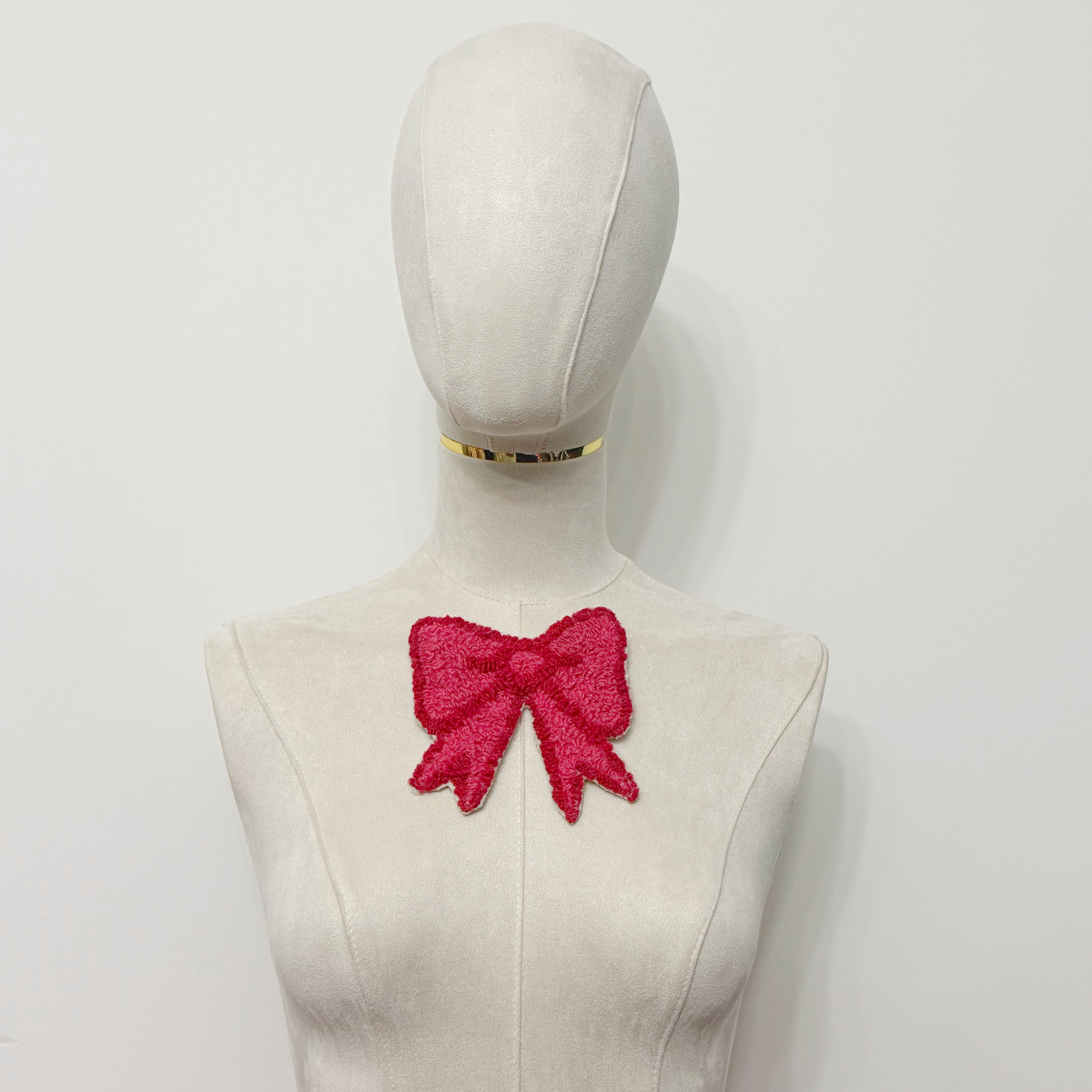 Handmade Punch Needle Bow Patch/ Coaster