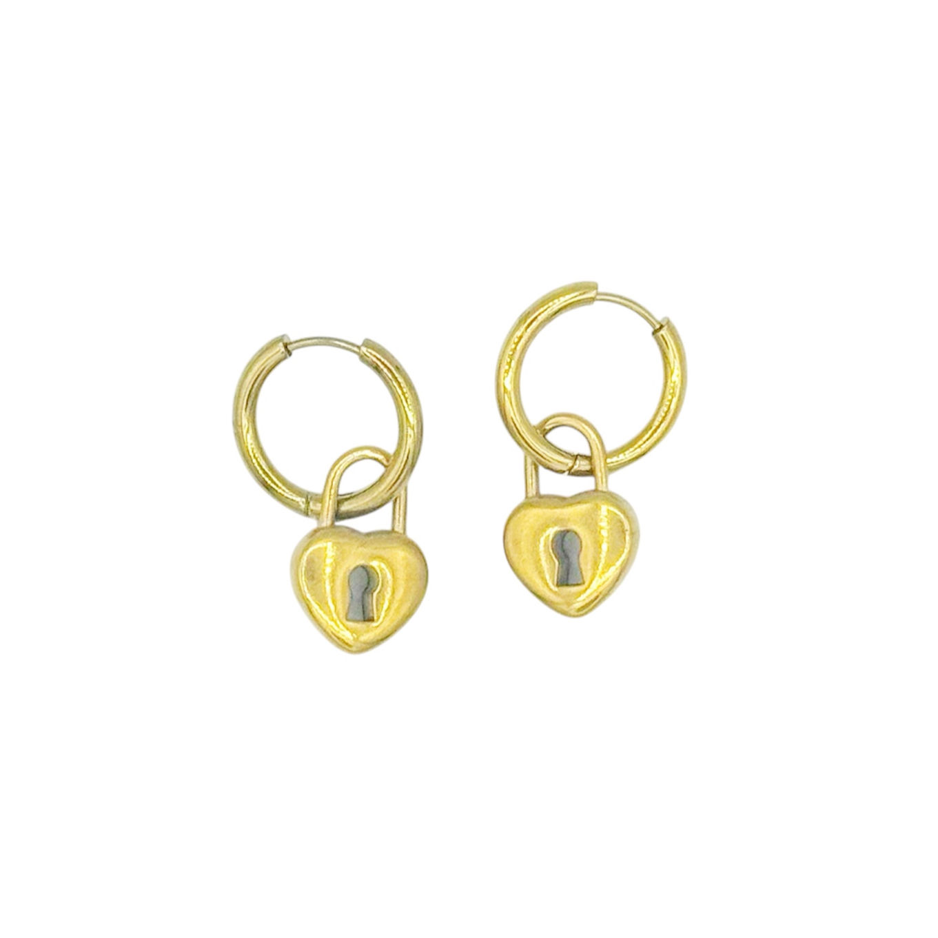 Heart Lock Huggie Earrings