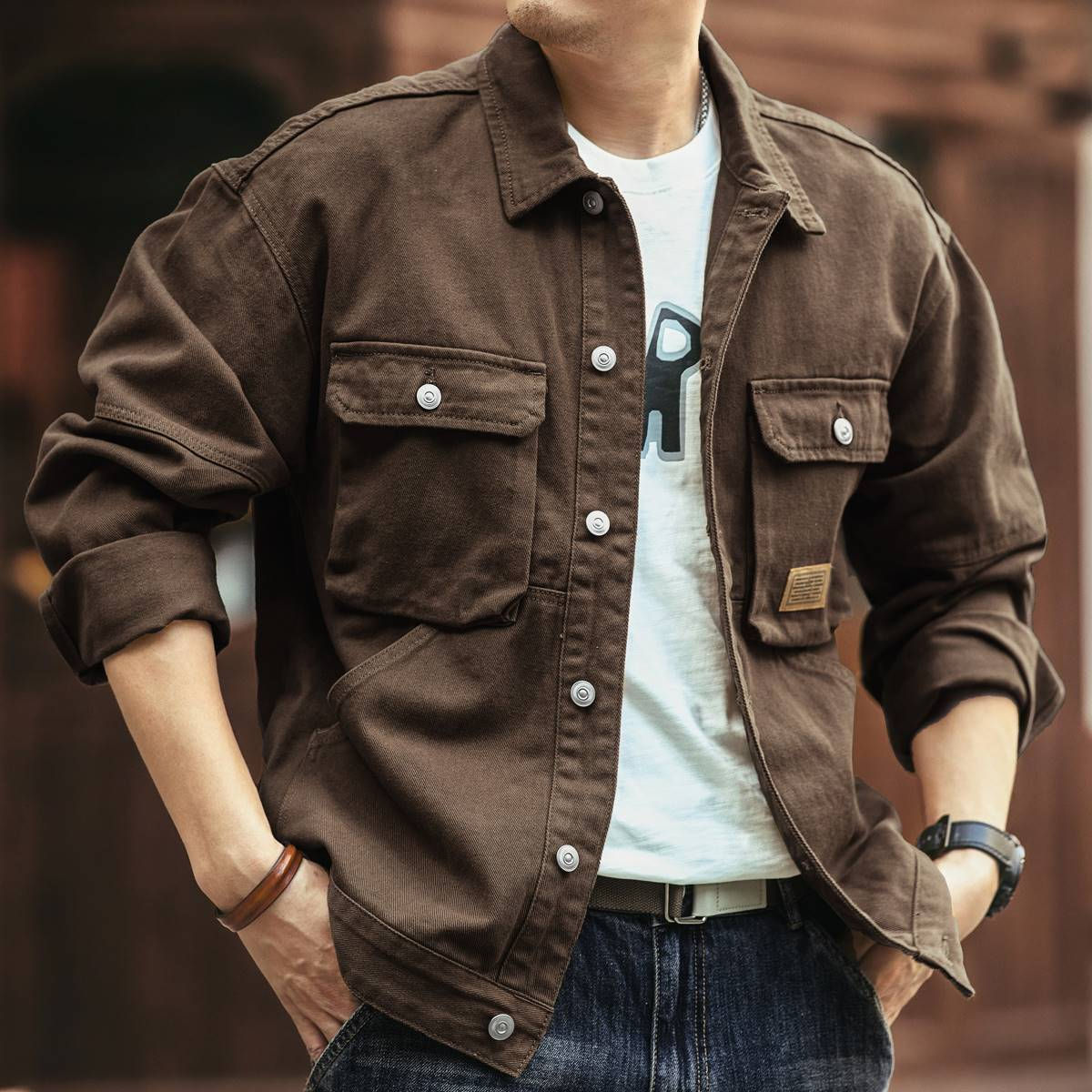 American Style Heavyweight Retro Workwear Jacket Men's Spring Autumn New Trend L