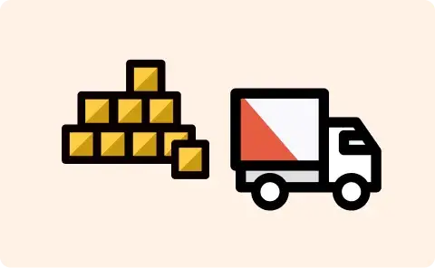 トラックとダンボールのイラスト