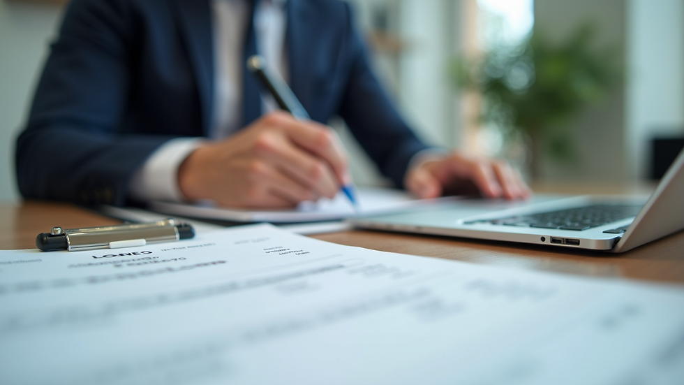 Close-up view of a person filling out a car loan application form