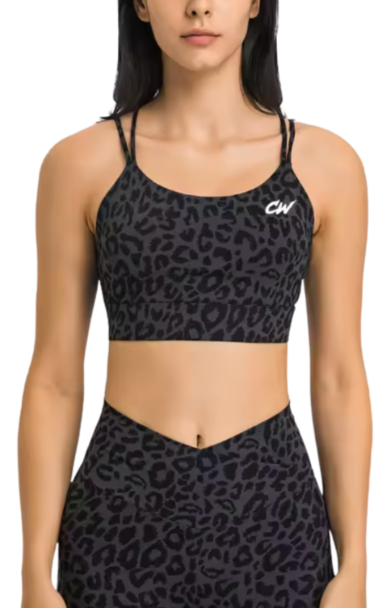 Thumbnail: Leopard strappy sports bra