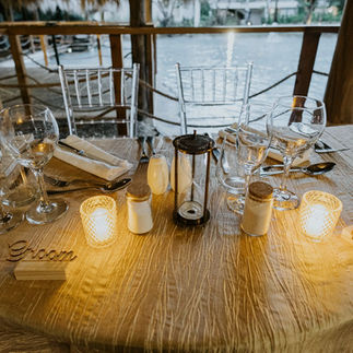 Sweetheart table with simple decor.