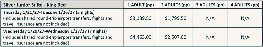 Valentin Imperial Riviera Maya wedding package rates for Silver Junior Suite.