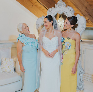 Bride with her mo m and sister.