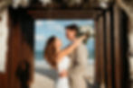 Destination wedding couple on the beach at Secrets Playa Blanca resort in Mexico.