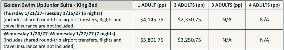 Valentin Imperial Riviera Maya wedding package rates for Golden Swim Up Junior Suite.