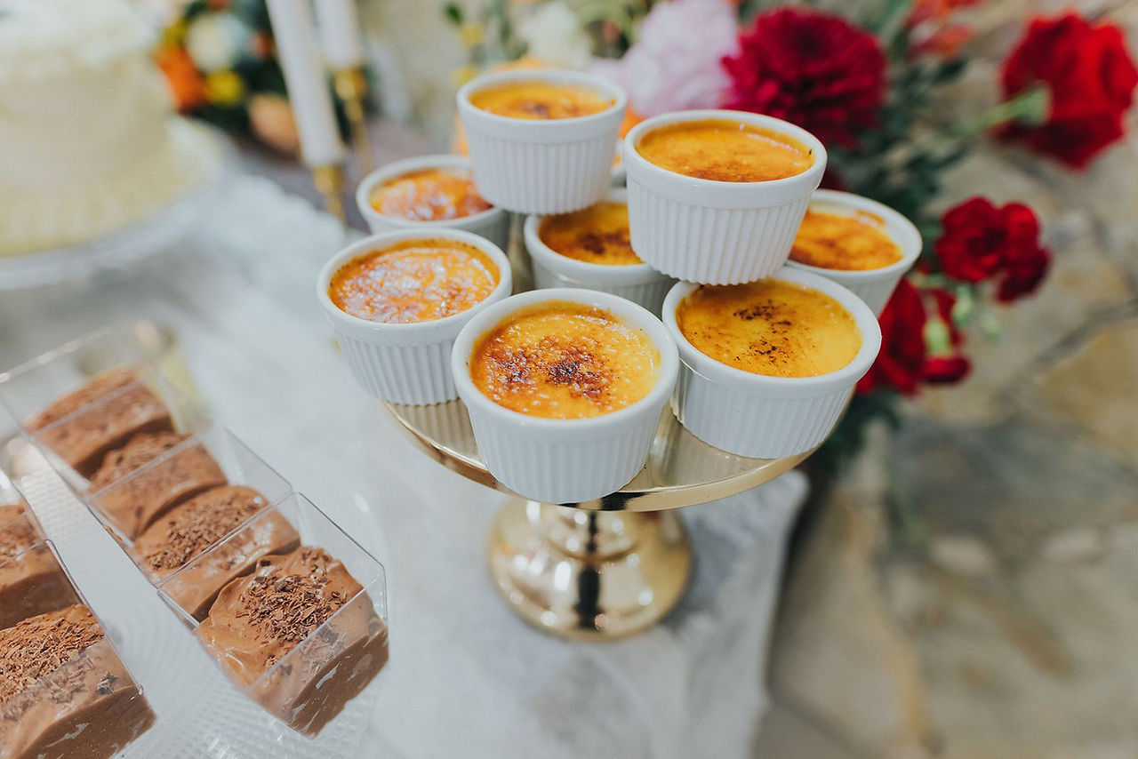 Wedding dessert creme brulee.