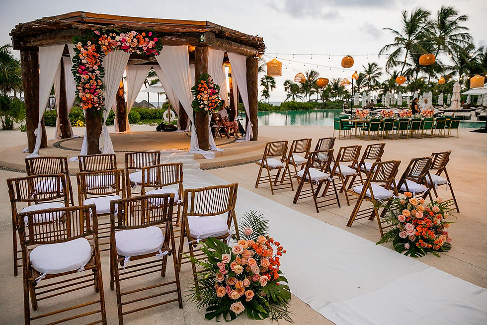 Pool Gazebo non-beach wedding venue at Secrets Maroma in the Riviera Maya.
