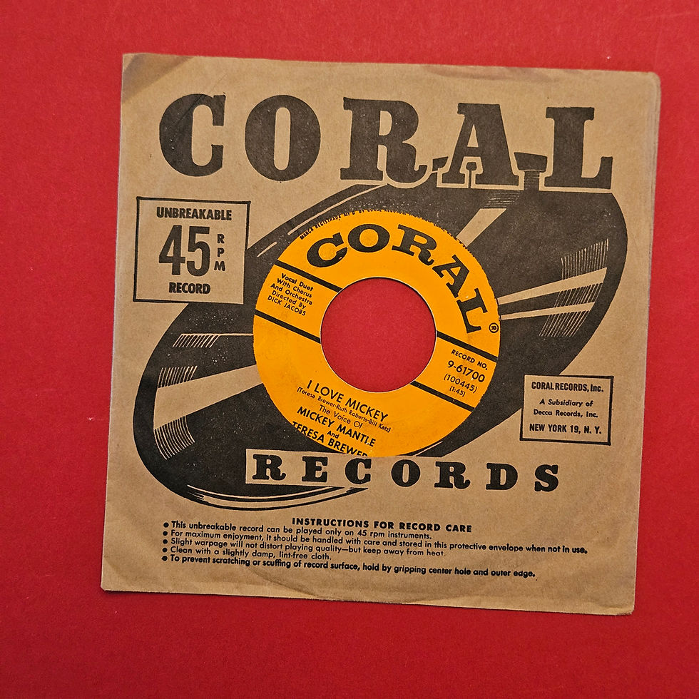 Thumbnail: 45rpm Single "I Love Mickey" Mickey Mantle and Teresa Brewer Coral Records