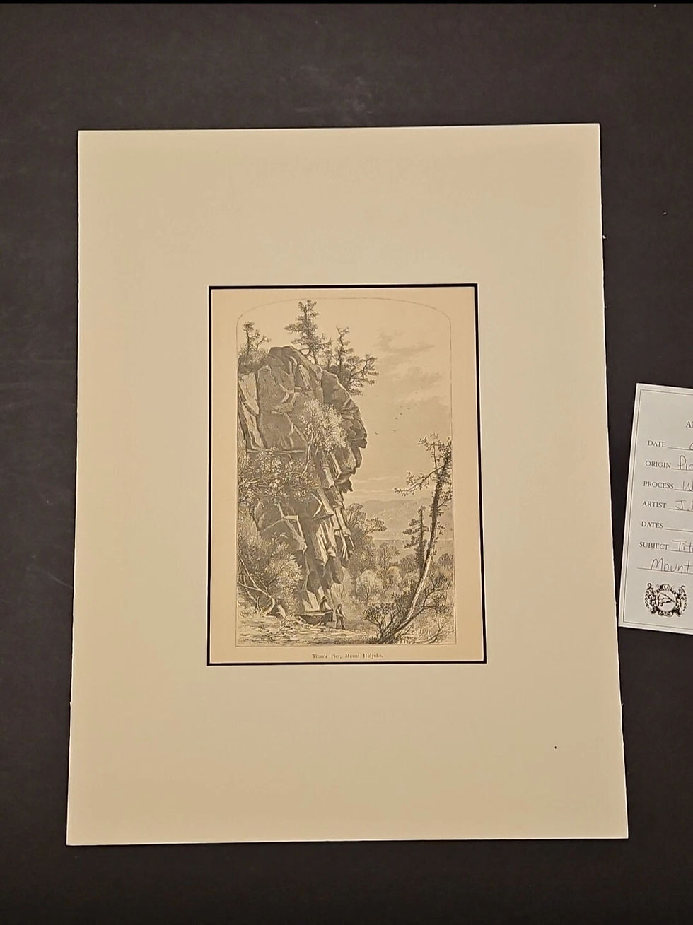 Thumbnail: 1872 Picturesque America Original Antique Print 12x16 Titans Pier Mount Holyoke