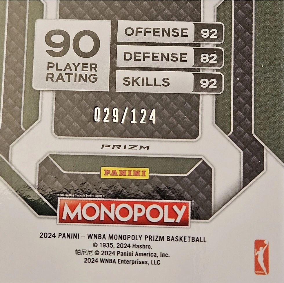 Thumbnail: 2024 Panini Prizm WNBA Monopoly Sue Bird SP Orange Prizm # 029/124