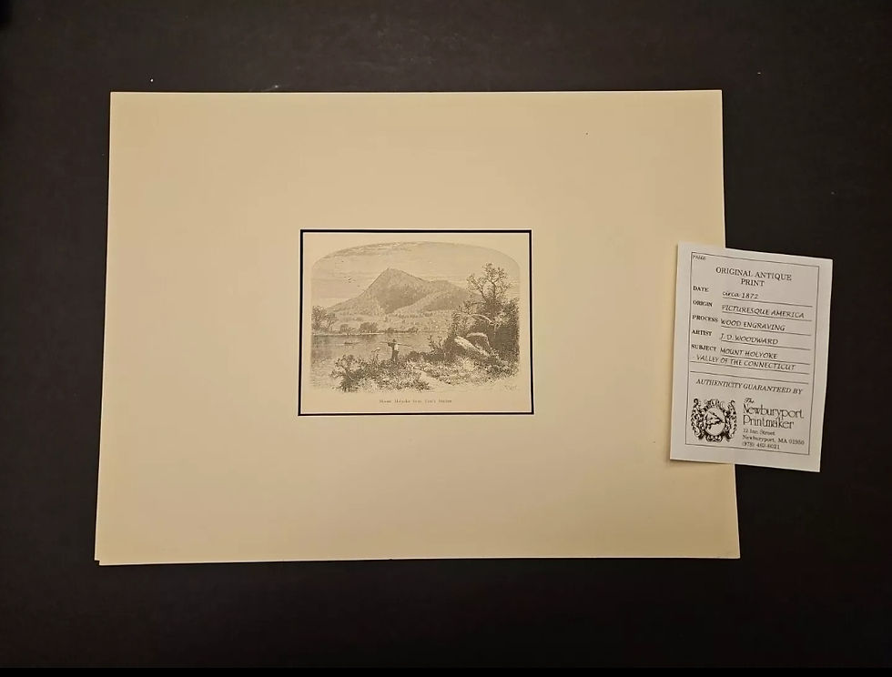 Thumbnail: 1872 Picturesque America Original Antique Print 12x16 Mount Holyoke Toms Station