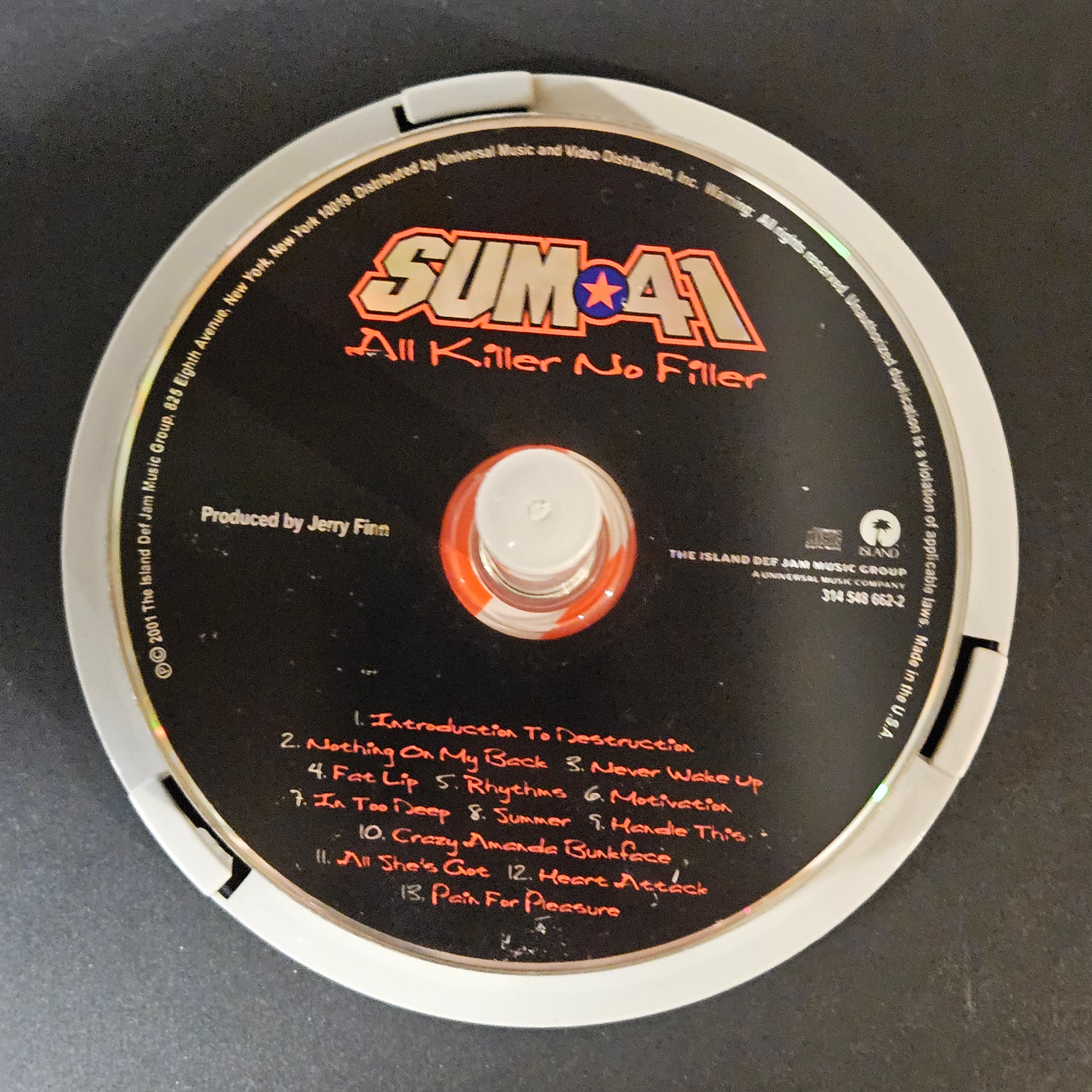 CD - Sum 41 All Killer No Filler (2001) Island Recrods - No Case