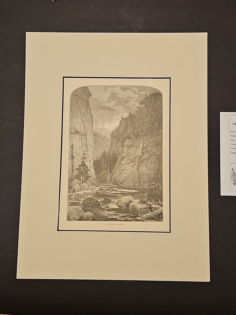 Thumbnail: 1872 Picturesque America Original Antique Print 12x16 Bowlder Canon Rockies