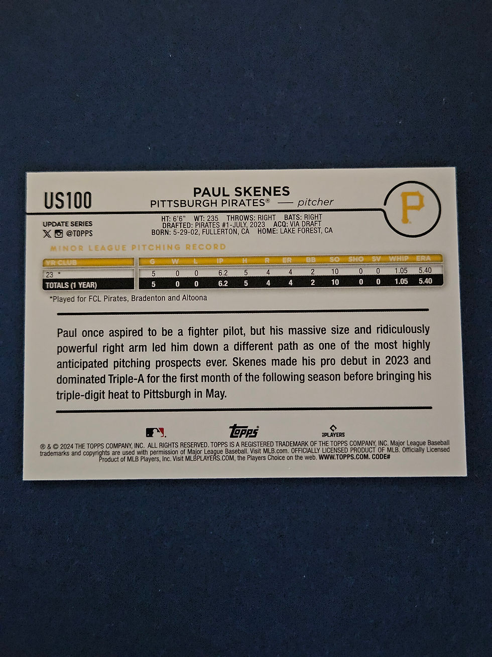 Thumbnail: 2025 Topps Update US100 Paul Skenes RC (No Code Companion Card)