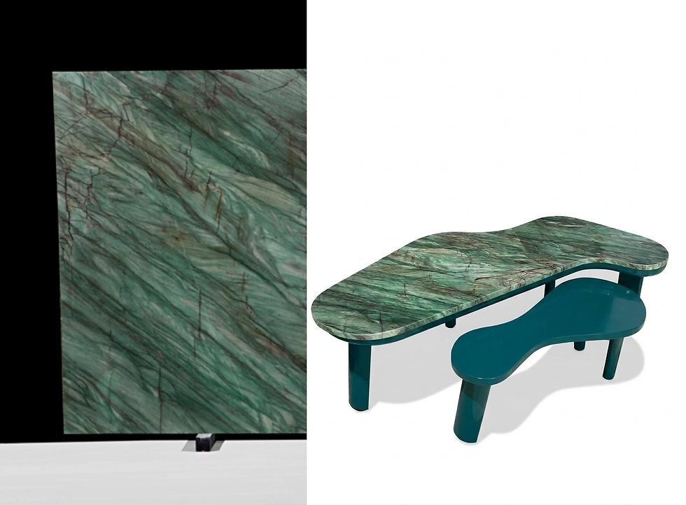Close-up van Emerald kwartsiet met heldergroene basis, saliegroene zones en goudkleurige aders
