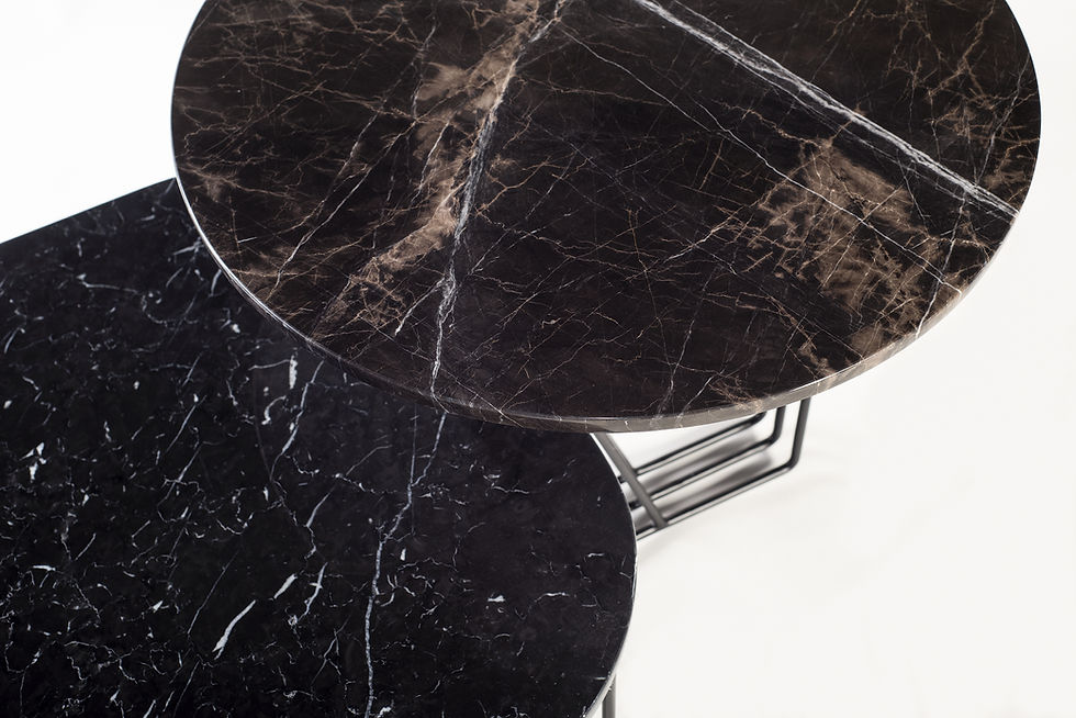 Thumbnail: Zwarte, bruin marmeren design salontafel  zoom