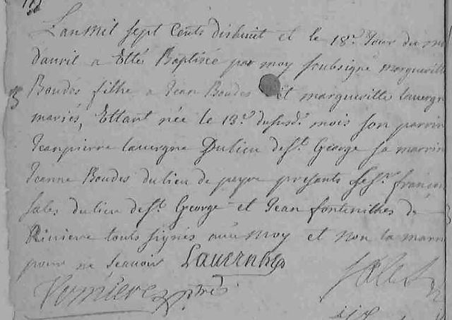 Baptême de Marguerite BOUDES