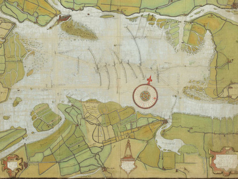 Carte de la région de Dordrecht après le raz-de-marée (carte de 1560)