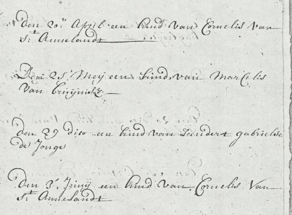 Décès de deux enfants de Cornelis van Sint Annaland, printemps 1726