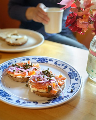 Salmon and capers on a bagel