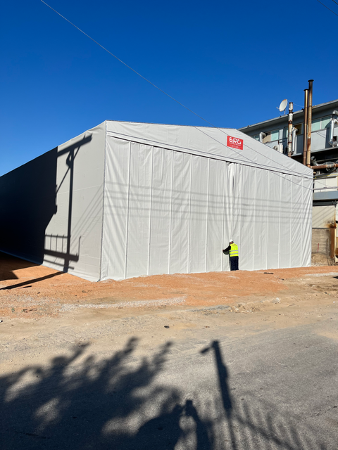 ERG Innovative Solutions PVC Mobile Building προκατ κτίριο σταθερό προκατασκευασμένο σταθερο κινητό κτίριο, βιομηχανικο, αποθήκη με PVC μουσαμά stathera ktiria stathera ktirio biomixanikes apothikes βιομηχανική αποθήκη ελαφρυ κτιριο elafri ktirio