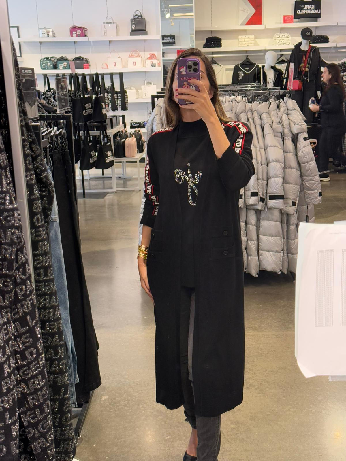 Karl Lagerfeld Koton  Omuzları Yazılı Tam Boy Hırka