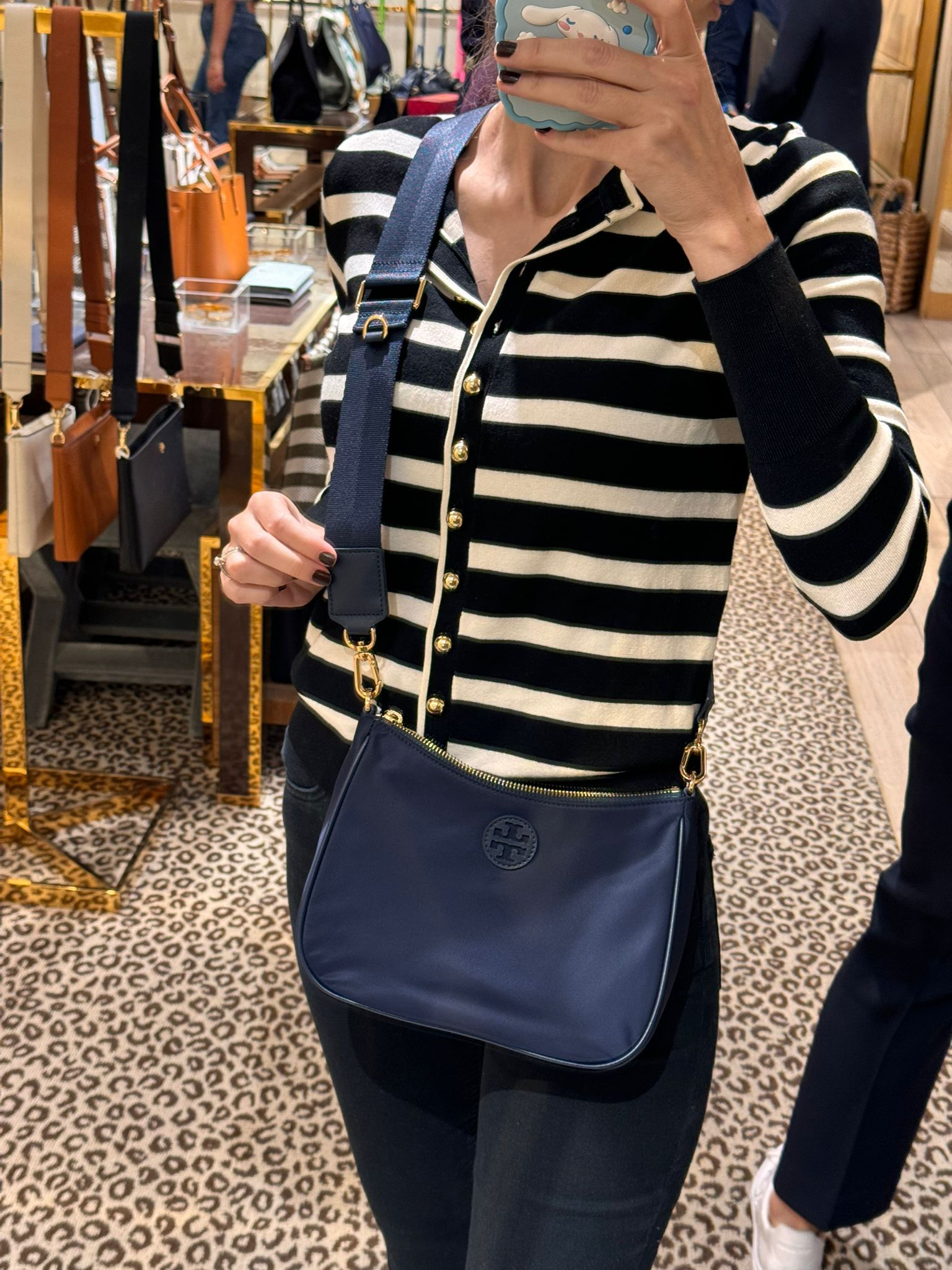 Tory Burch Nylon Lacivert Crossbody