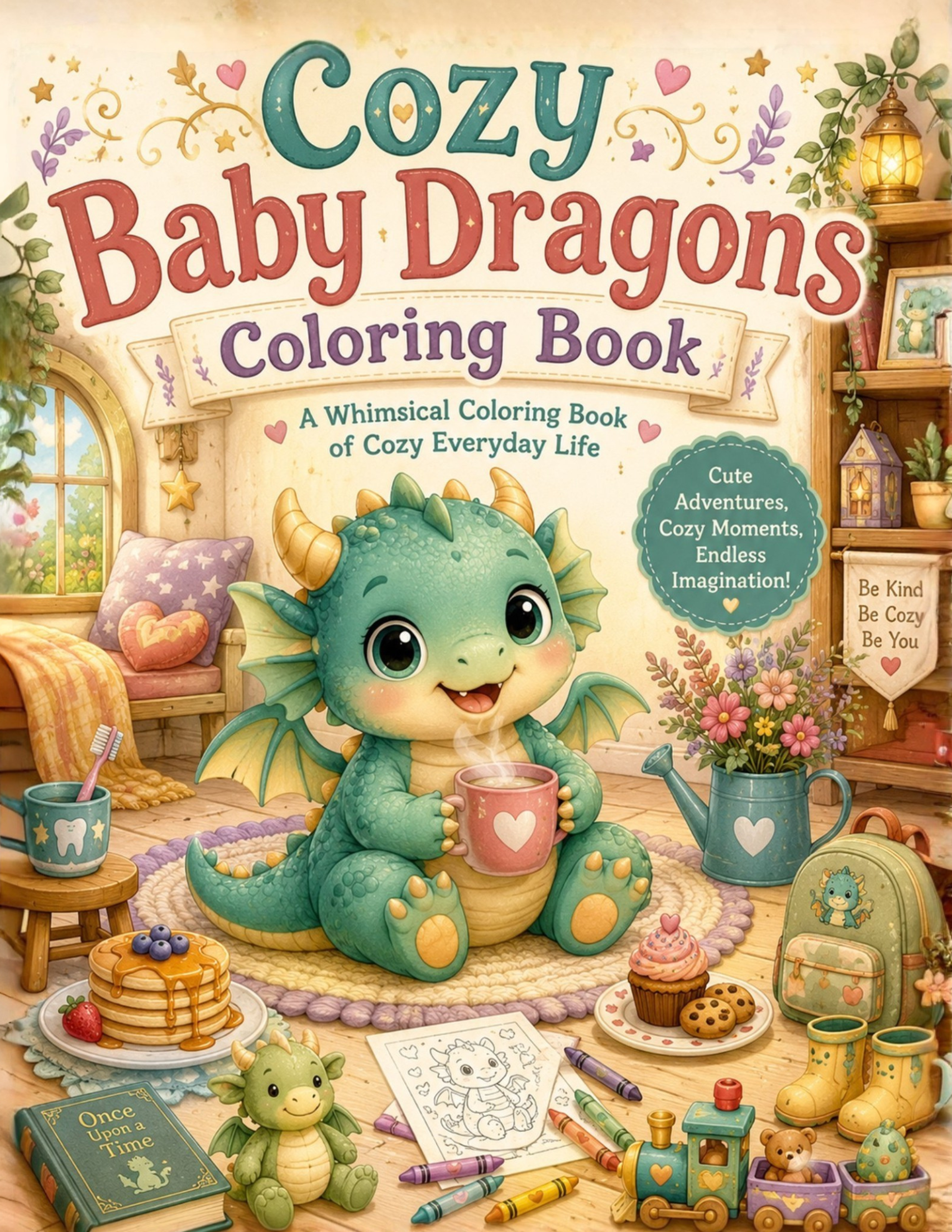 Cozy Baby Dragons: Sweet Fantasy Printable Coloring Pages