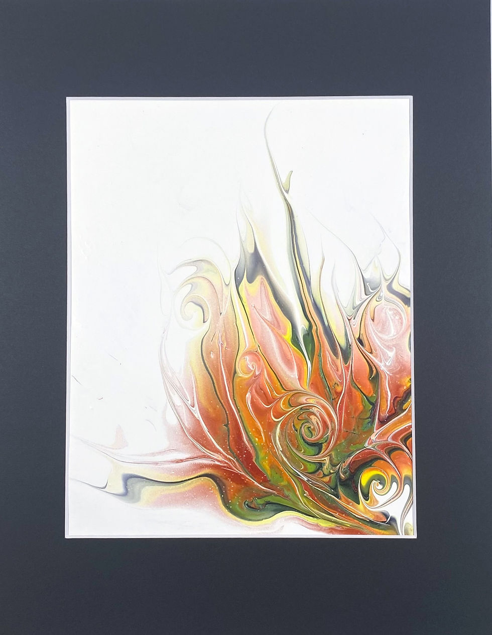 Acrylic pouring metalic paint orange