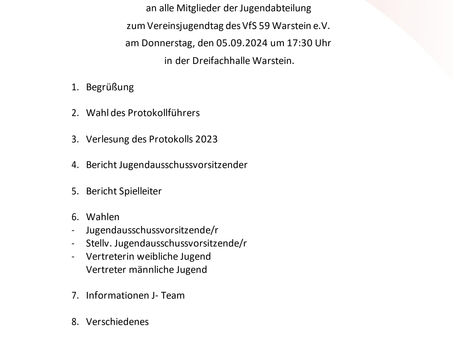 Einladung zum Vereinsjugendtag 2024