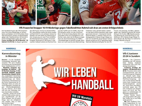 VfS-Damen knappe 16:19 Niederlage- nah dran am ersten Erfolgserlebnis