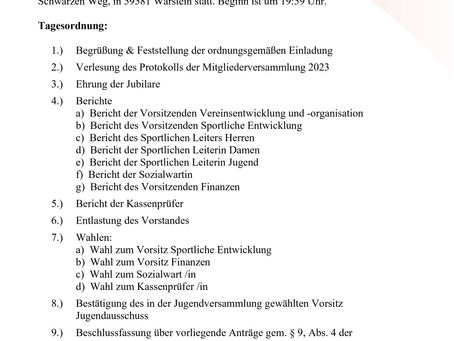 Einladung zur Mitgliederversammlung 2024