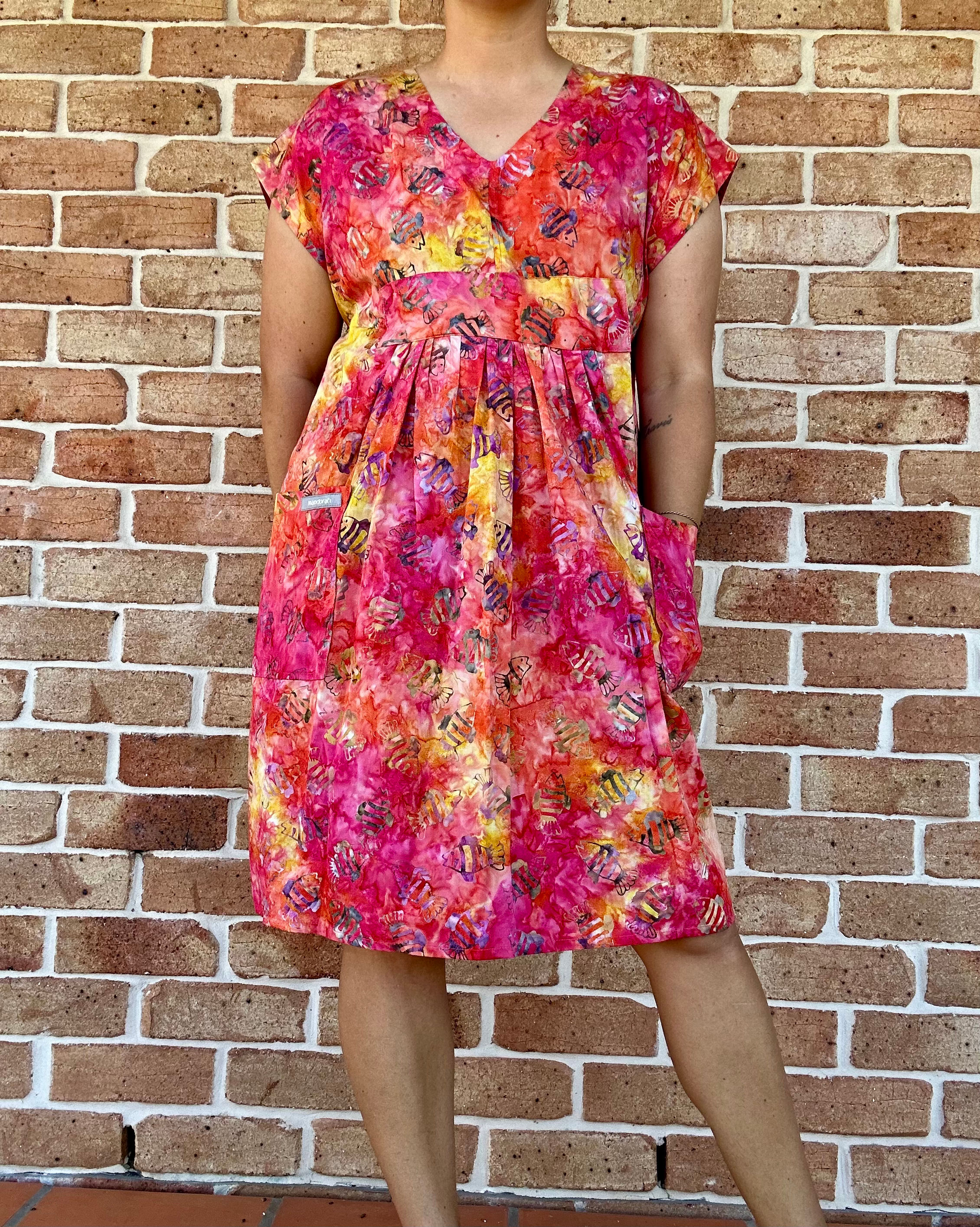 Cool, Cotton, Caftan. Pink Little Fish. Sizes XS - 3XL