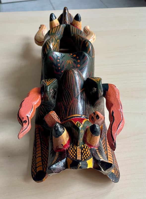 Miniature : Masque traditionnel sri lankais diable en bois taille 36x10 petit prix car inco