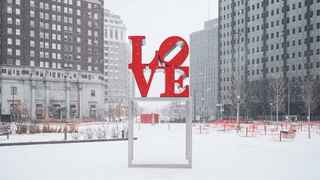 LOVE Statue in winter
