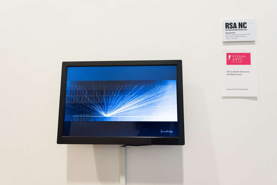 Strands of Thought, (detail7); nails, wool, tags, clips, digital imagery; 430x240cm; photo A Thompson; Fiona Percy 2018