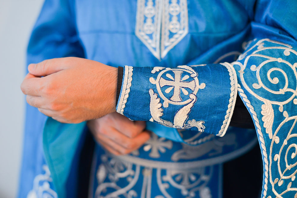 Thumbnail: Orthodox priest vestments set linen, blue, silver. Lions