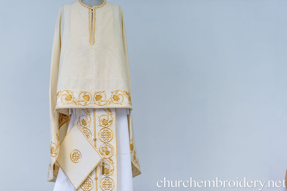 Thumbnail: wheat priest vestments set fully embroidered linen