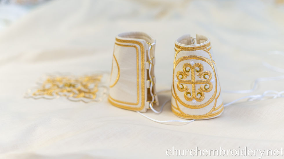 Thumbnail: wheat priest vestments set fully embroidered linen