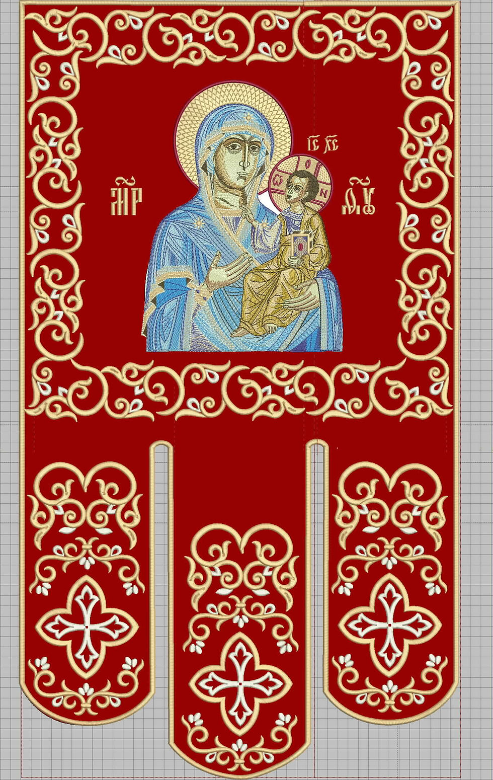 Thumbnail: Custom Velvet Church Banner with Gold Threads 17x30 in.