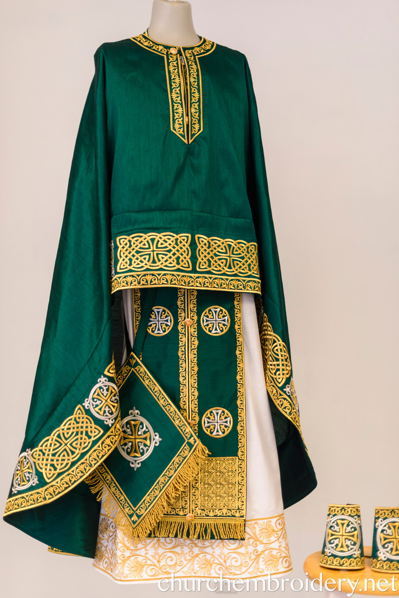 green gold orthodox priest vestments