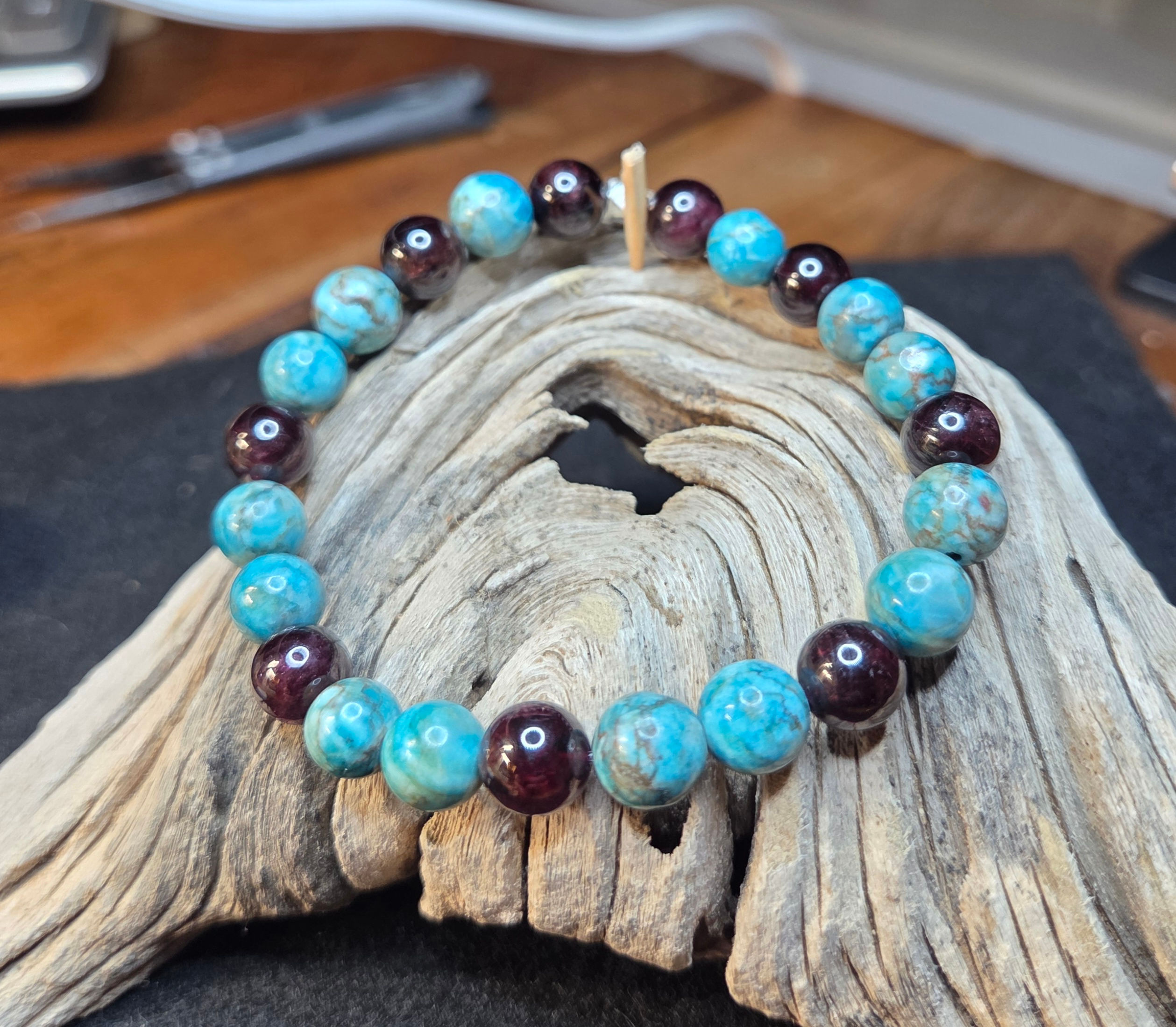 "AAA" grade Garnet paired with Ocean Jasper