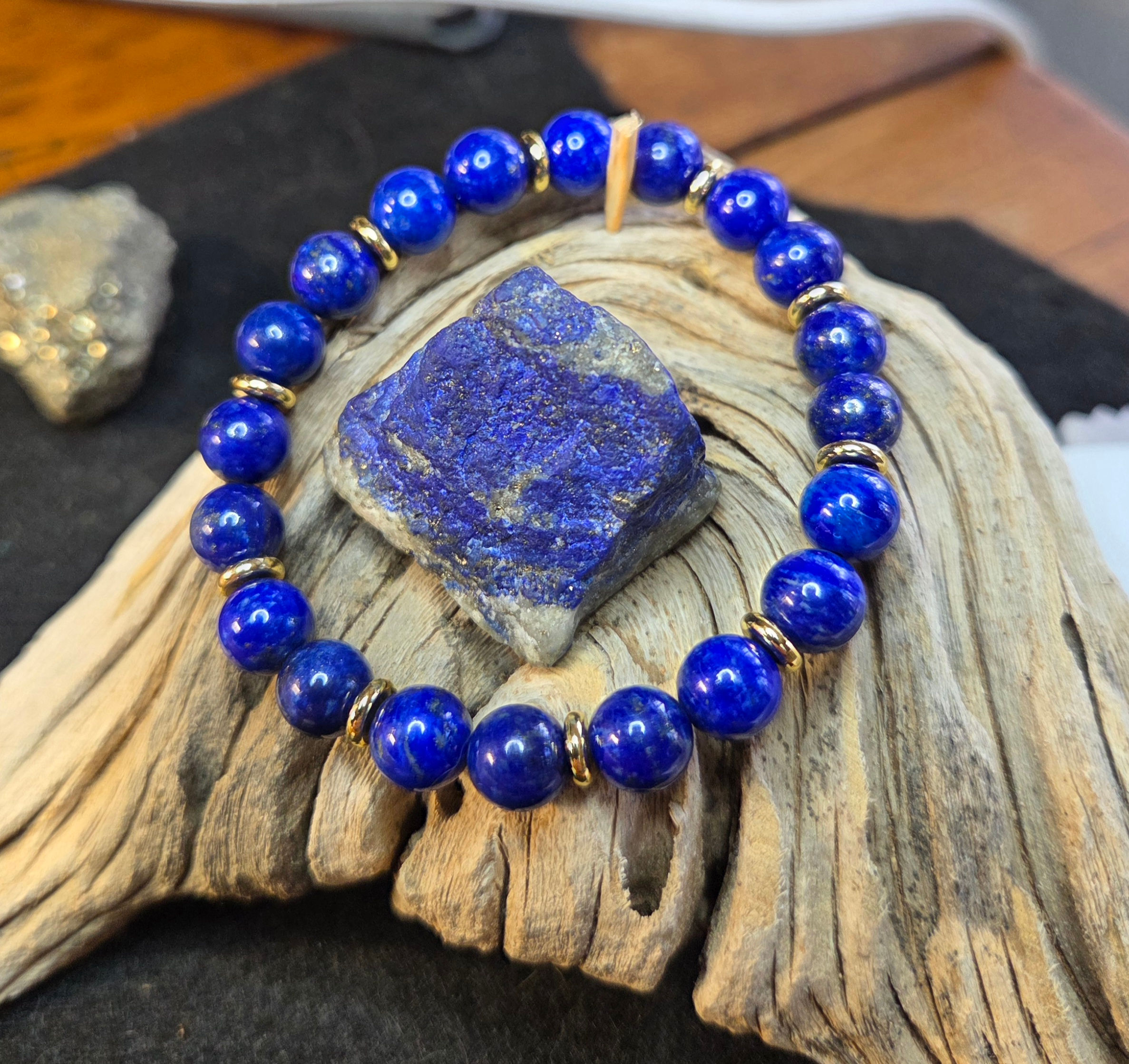 "AAA" Lapis Lazuli seen with 18K filled spacers