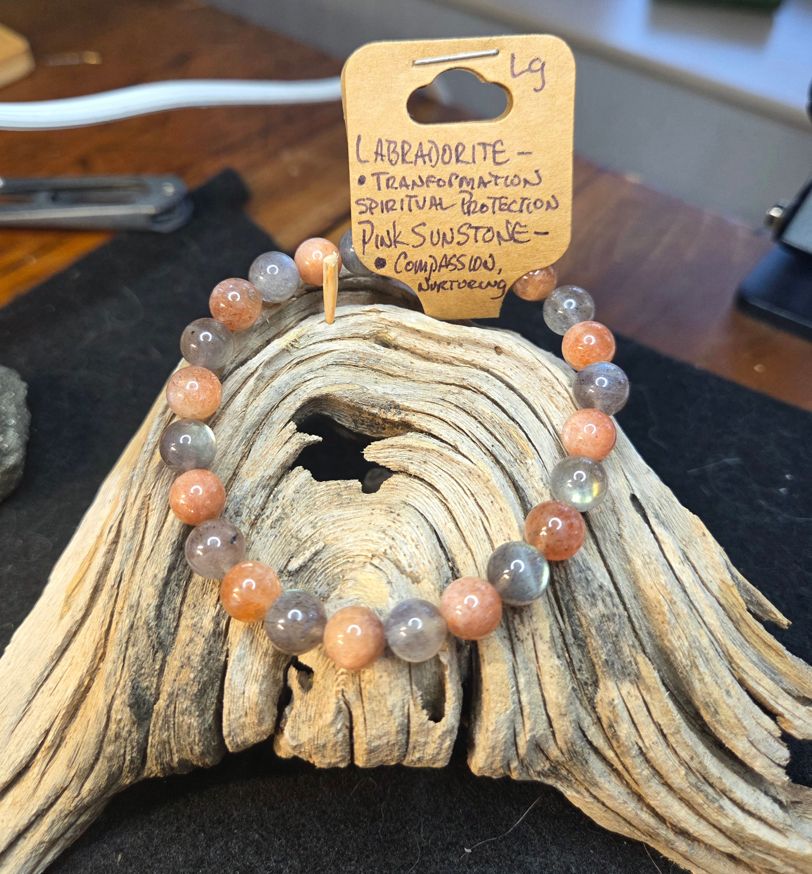 Labradorite paired with Pink Sunstone