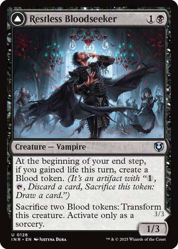 Restless Bloodseeker // Bloodsoaked Reveler (INR) (128) — cara 1 de 2