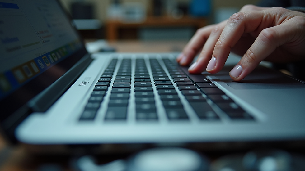 Close-up view of a laptop keyboard being repaired on a workbench
