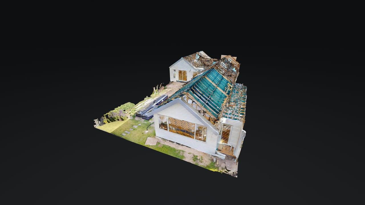 Pre-plaster LiDAR scan of Eighth Degree Homes' Blairgowrie renovation showing framing and cabling