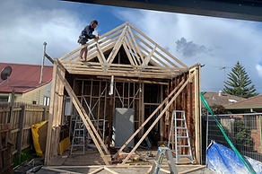 Timber framing under construction for a residential home build.